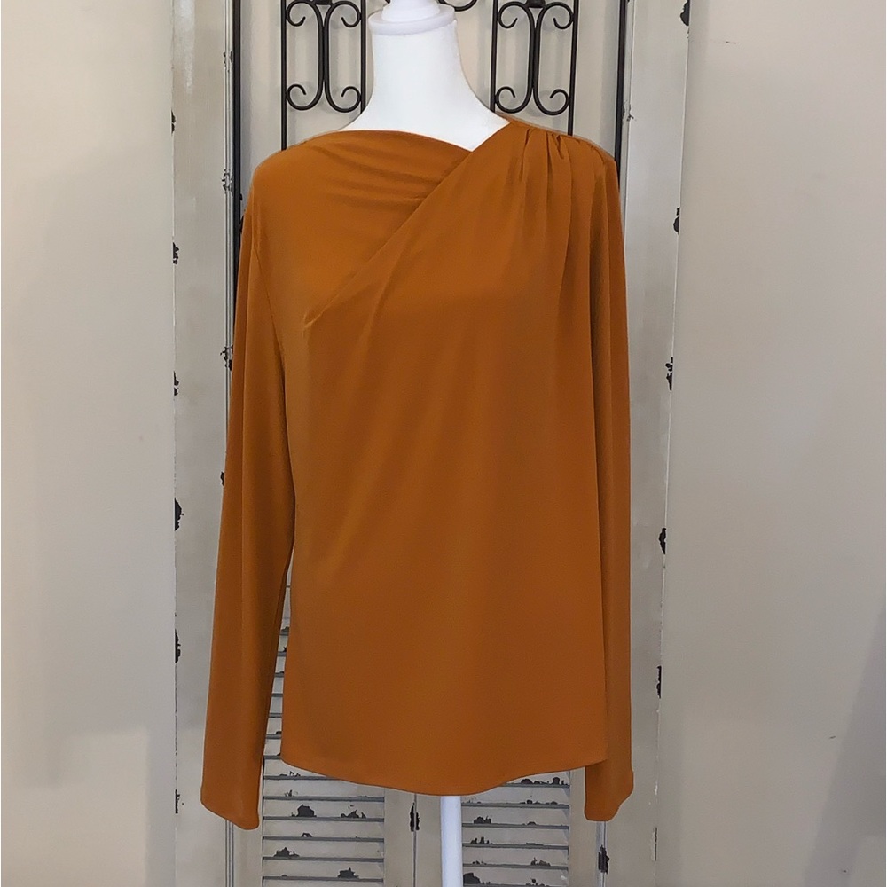 Adrianna Papell Long Sleeve Drape Neck Top NWT